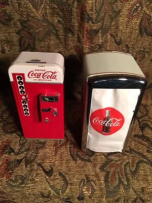 Coca Cola Metal Mini Vending Machine Coin Bank And Napkin Dispenser. • $29.99