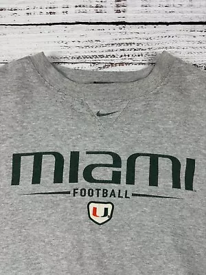 Vtg Y2K Nike Miami Hurricanes Sweatshirt Sz 2XL  Pullover Center Swoosh Check • $51.96