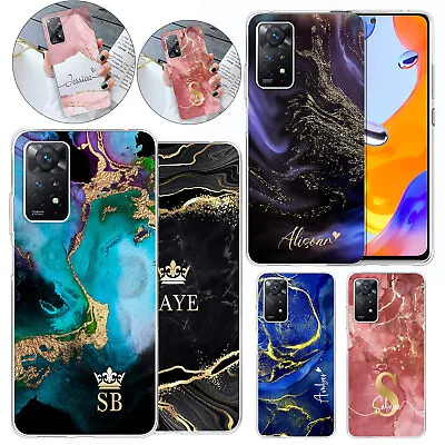 Marble Personalised Name Phone Case Cover For Xiaomi 14 Redmi Note 12 11 Poco M4 • £4.88