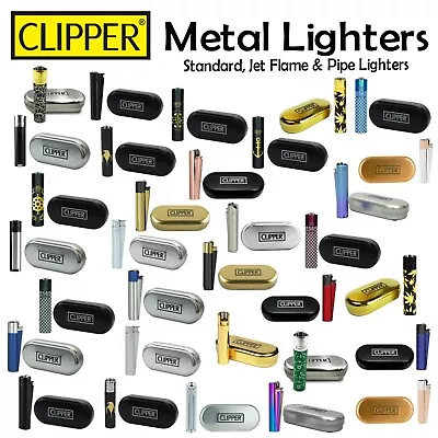 CLIPPER Metal Lighters Jet Flame Pipe Standard Models Gift Case Various Colours • £5.99