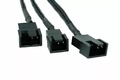 Phobya Y-Cable 4-Pin Molex To 2x 4-Pin (PWM) And 1x 3-Pin 30cm Sleeved Black • $7.99