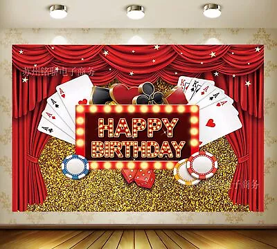 Backdrop Las Vegas Party Casino Poker Photo Birthday Background Banner Studio • $12.62