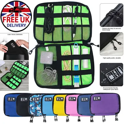 Cable Organiser Earphone Bag Electronics Accessories Case Travel Gadget Pouch UK • £4.89