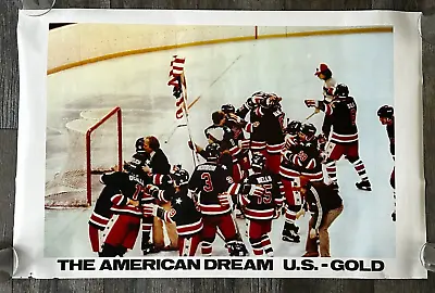 1980 HOCKEY TEAM USA OLYMPIC GOLD MEDAL VINTAGE POSTER Miracle On Ice Mancave • $49