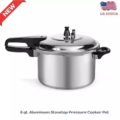 Large 8 Qt. Aluminum Stovetop Pressure Cooker Pot With Steam Release Valve • $46.99