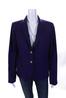 J Crew Womens 'Schoolboy' 100% Wool Two Button Collared Blazer Purple Size 12 • $42.69