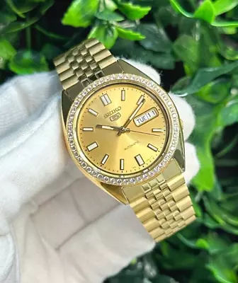 Seiko SNXS80 Datejust Gold Daydate With Sapphire Crystal & Created Diamond Bezel • $419