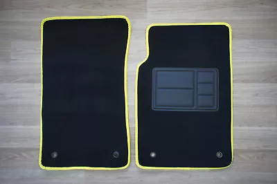 Car Floor Mats Custom Made Front Pair W/Yellow Edging For Holden Commodore VE • $59