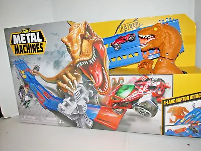 Zuru Metal Machines 4-Lane Raptor Attack Race Track Set W/ Die Cast Car Raider • $33.30