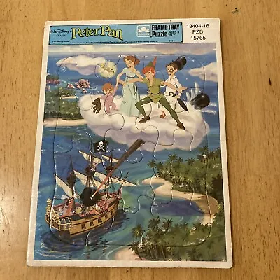 Vintage Golden Frame Tray 12pc Puzzle Disney Peter Pan Wendy Lost Boys Hook  3+ • $12.99