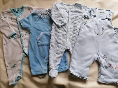 £4.50 • Buy Baby Boys Bundle Of 4 All In Ones Outfits To Fit Age 0-3 Months