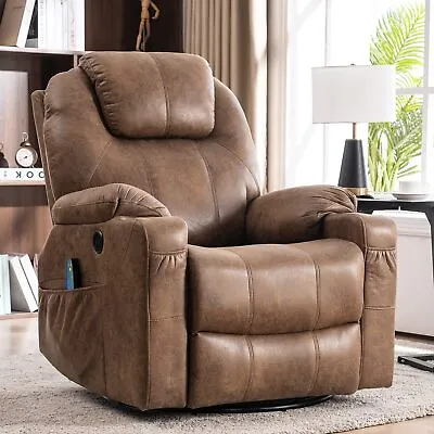 Massage Recliner Chair Swivel Rocker Glider Heated Rocking Recliner W/ USB Ports • $359.99