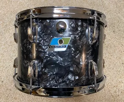 Ludwig Vintage 12  Mounted Tom 1970s Blue & Olive Badge Black Diamond Pearl • $199.99