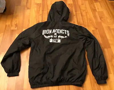 Iron Addicts Gym Jacket Mens Sz Small Black Windbreaker Lightweight Outdoor • $29.99