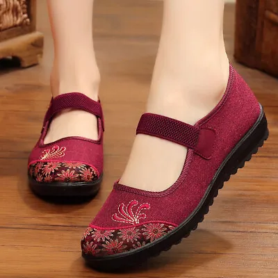 Women Pumps Ankle Strap Flats Walking Ladies Round Toe Non-slip Mary Jane Shoes • $21.97