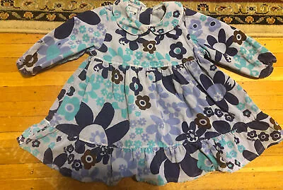 Girls Naartjie Long Sleeve Blue Corduroy Flowers Dress Size:18-24 Months EUC • $12