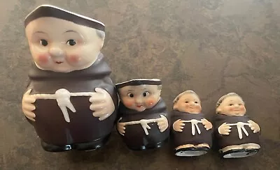 Vintage Friar Monk Hand Painted Creamer & Salt N Pepper Shaker W. German Goebel • $19.99