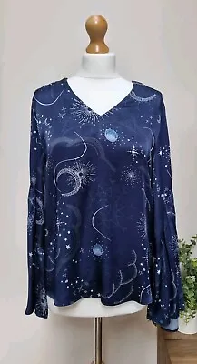 Marks & Spencer Size 10 Moon & Stars Bell Sleeve Constellation Blouse Top New • £15.99