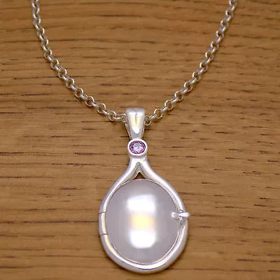 925 Sterling Silver H2O Just Add Water Mermaids Pink CZ Locket Necklace & Chain • $38.49