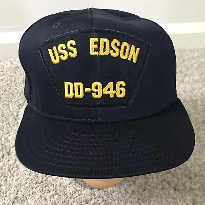 Vtg USS EDSON DD-946 SnapBack Armed Forces Navy Hat Ajd Union Made Trucker • $16.20