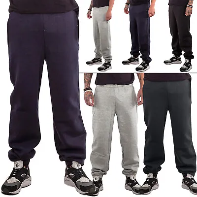 Mens Jogging Bottoms Elasticated Trouser Joggers Loose Fit Fleece Sweatpants Gym • £10.24