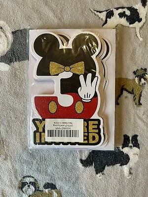 MICKEY MOUSE 3rd Birthday INVITATIONS And Envelopes (10-20) ~Birthday Supplies • $4.99