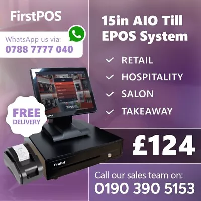 FirstPOS 15in Touch Screen EPOS POS Cash Register Till System Kebab Shop • £124.99