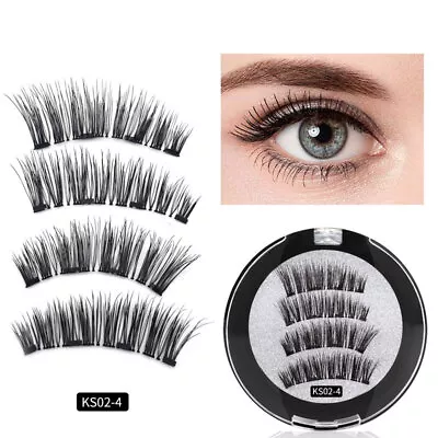 Magnetic Double Eyelashes Reusable 3D False Magnet Eye Lashes Extension Natural • £6.15