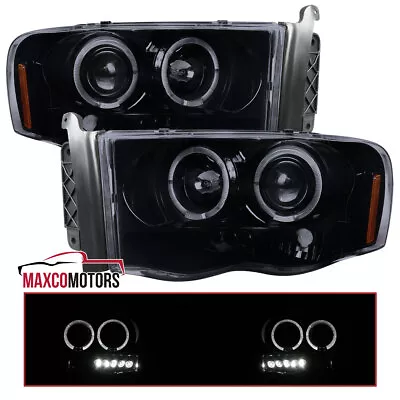 Smoke Projector Headlights Fits 2002-2005 Dodge Ram 1500 2500 3500 Halo Lamps • $121.49