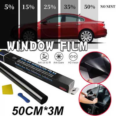 Window Tint Film Black Roll VLT 5% 15％ 25％ 35% 50% Car Home 50CMx3M Tinting Tool • $15.59