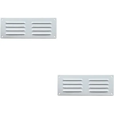 2x 242 X 89mm Hooded Louvre Airflow Vent Polished Chrome Internal Door Plate • £41.99