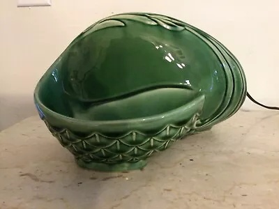 Vintage Mid Century Abstract Ceramic Pottery Fish Scale & Wave TV Lamp/Planter • $75