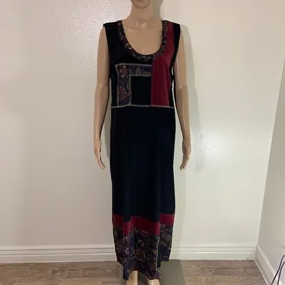 Vintage Mary McFadden Multiprint Sleeveless Maxi Dress Size Large L • $49