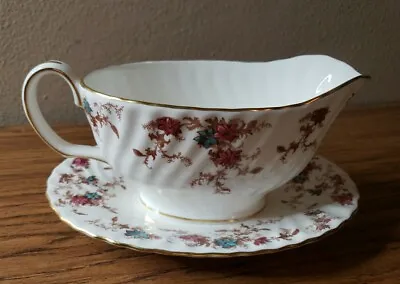 MINTON Ancestral Gravy Boat With Attached Underplate (Wreath Backstamp) • $19.99