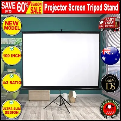 $125.27 • Buy 100 Inch Projector Screen Tripod Stand Home Pull Down Outdoor Screens Cinema 3D