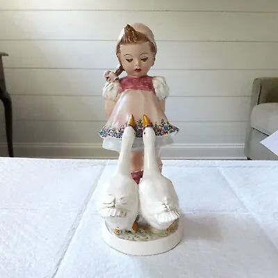 Vtg Mollica Capodimonte Girl With Geese 8 1/2  Tall • $55