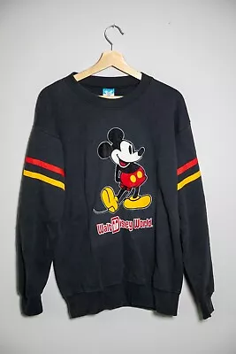 Mickey Mouse Walt Disney World Black Crewneck Sweatshirt - Men's L Vintage 80s  • $21.19