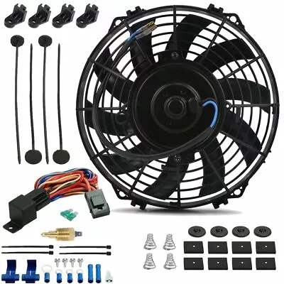 9-10 Inch Electric Radiator Cooling Fan 3/8  Npt Ground Thermostat 180f Temp Kit • $49.95