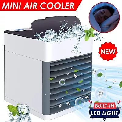 Mini Conditioner Portable Mini Air Cooler LED USB Desk Fan Cooling Humidifier • $25.49