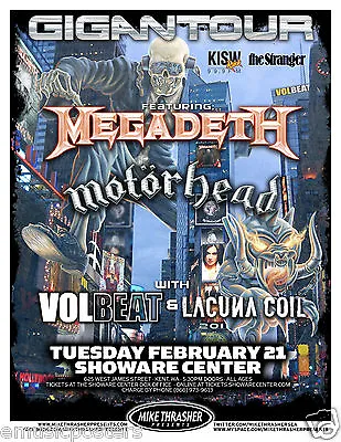 Megadeth / Motorhead / Volbeat / Lacuna Coil 2012 Seattle Concert Tour Poster • $18.18