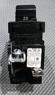 $10 • Buy 20 AMP Pushmatic UBI 2 Pole 120V-240V Circuit Breaker