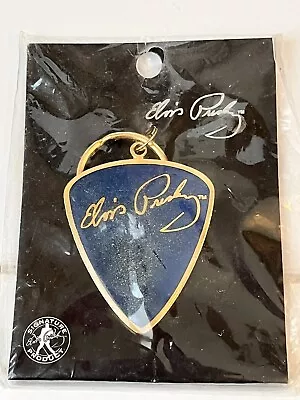 Elvis Presley Blue And Gold-tone Guitar Pick Enamel Keychain • $10.99