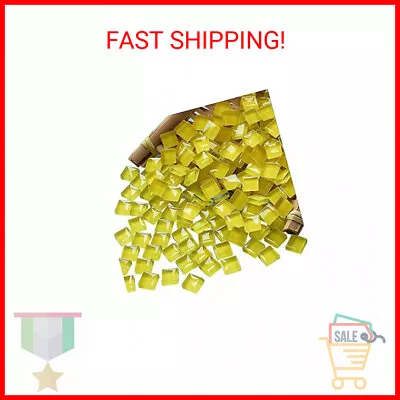 Mosaic Tiles Squares Dark Yellow Crystal Mosaic Glass Tile For Crafts Bulk DIY P • $11.40