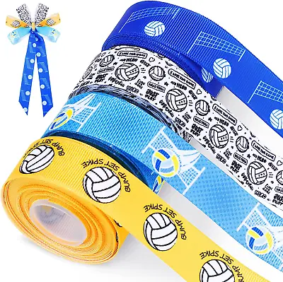 4 Rolls 24 Yards Volleyball Craft Ribbon 7/8 Inch Volleyball Decorations Crafts  • $11.75