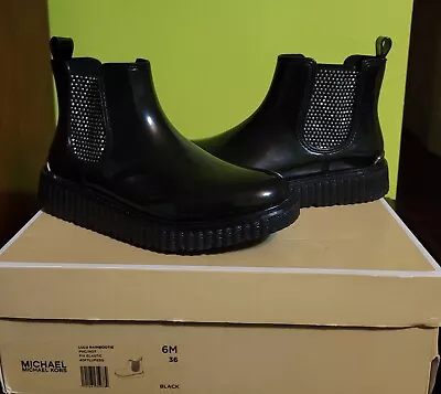 MICHAEL Michael Kors Womens Lulu Rain Boots Black 6 Medium (BM).Worn Only Once. • $27