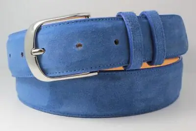 Genuine Blue Italian Suede Leather Belt (Made In U.S.A) • $99.99