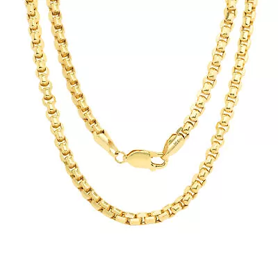 10K Yellow Gold 3.5mm Venetian Rounded Box Chain Link Pendant Necklace 16 - 30  • $765.98