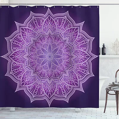 Purple Mandala Shower Curtain Hand-Drawn Lace • £19.99