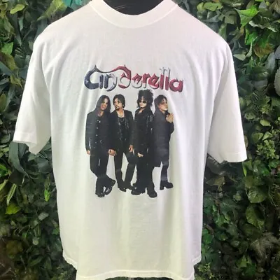 Cinderella 90s ROCK BAND TEE Single Stitch TOUR Shirt Size Large White Vintage • $54