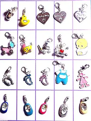 Baby Clip-on Charm European Bracelet Feet Shoe Teddy Pram Dummy Boy Girl Twins • £5.25